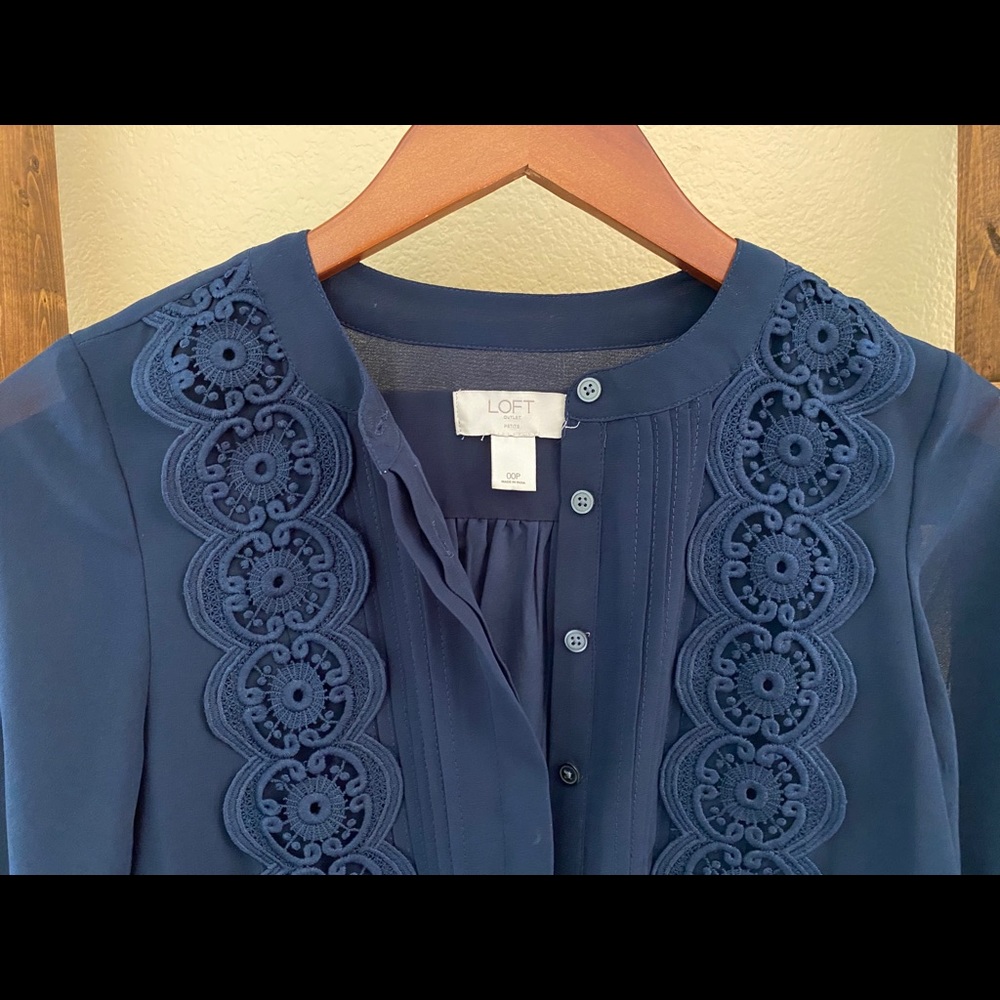 Ann Taylor LOFT petite navy blue slip dress comfy - Picture 7 of 7